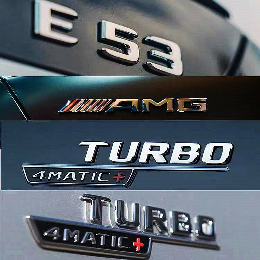 1Set E63S Glossy Black Red S Car Rear Trunk Lid Sticker Emblem For Mercedes-Benz