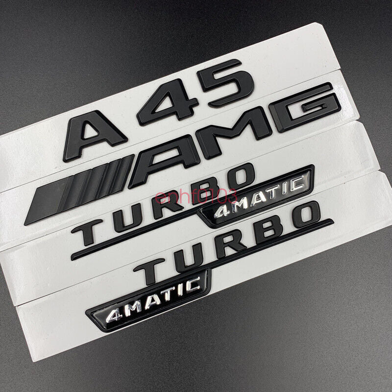 Matte black A45 AMG TURBO 4 MATIC Trunk Emblem Badge Sticker For Mercedes Benz