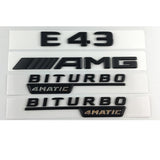 Black Trunk Fender Emblems Badges for Mercedes Benz W213 E43 AMG BITURBO 4MATIC