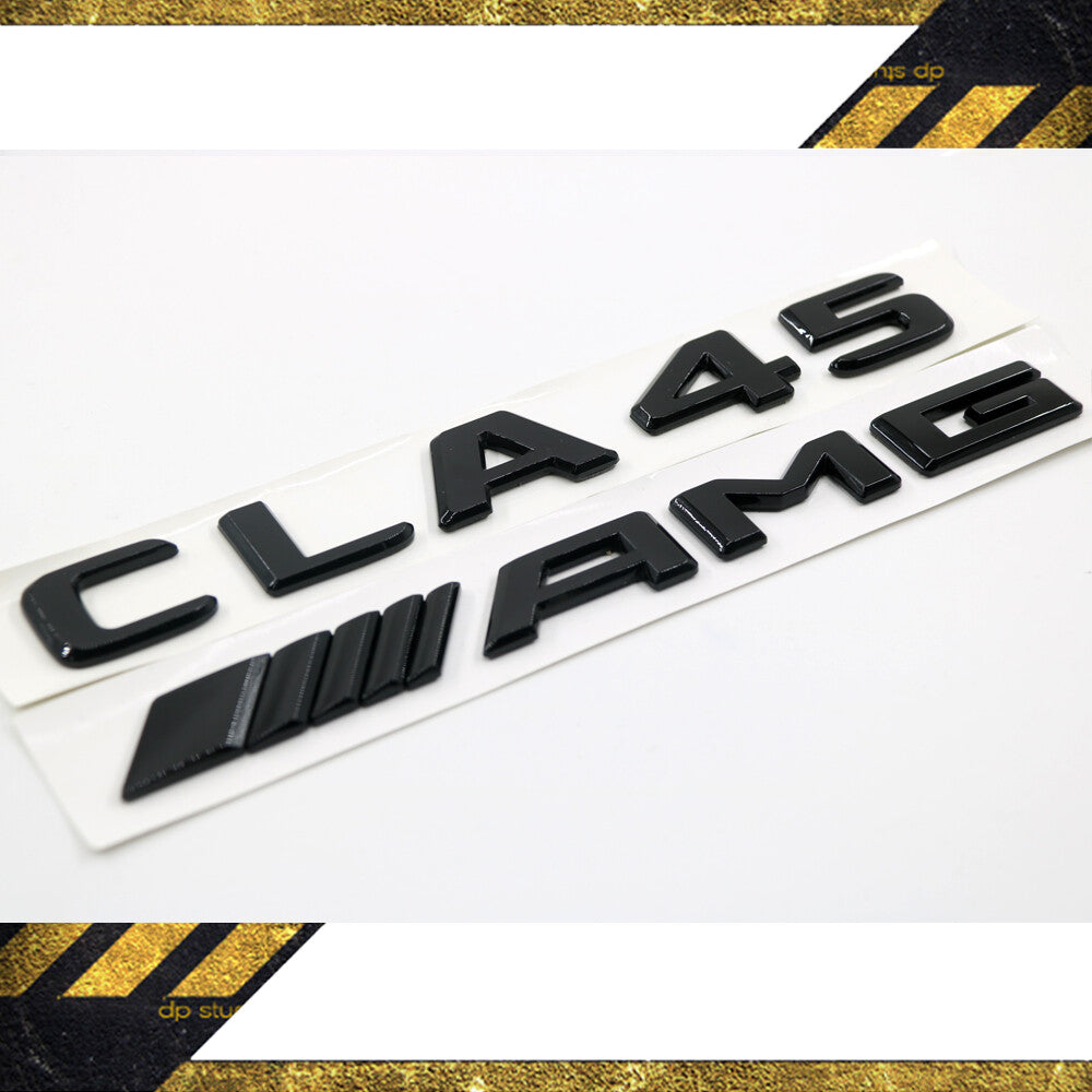 CLA GLOSS BLACK SET AMG CLA45 & REAR TRUNK BADGES EMBLEMS STICKER