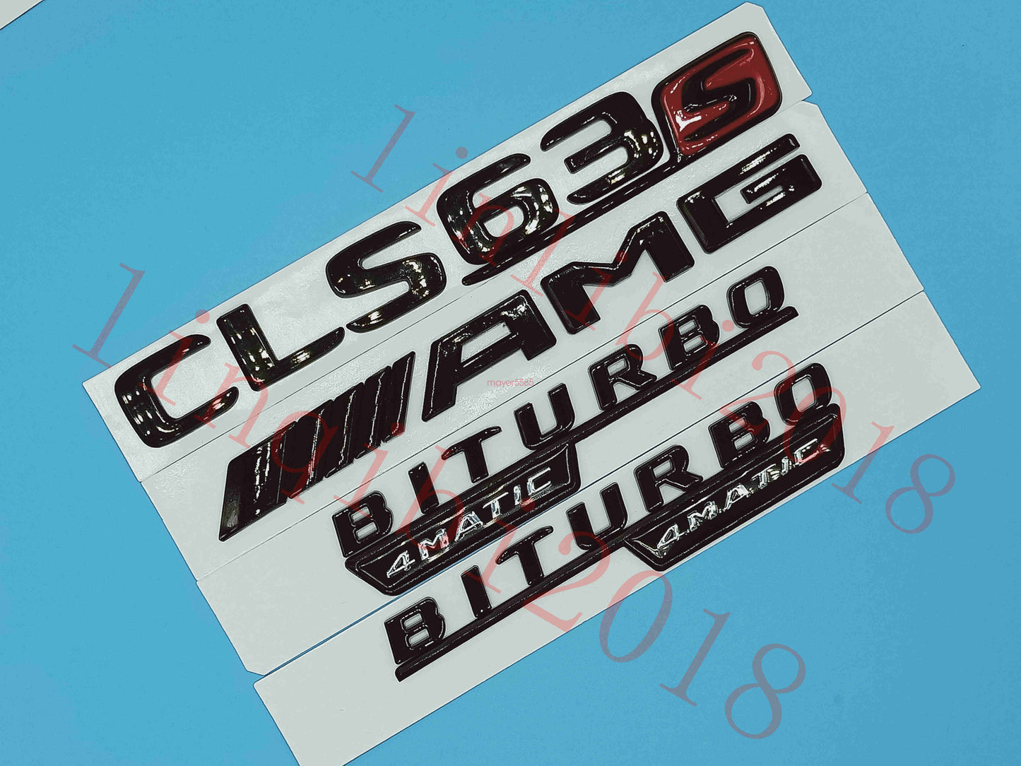 Flat Gloss Black "CLS63s AMG BITURBO" Emblem Badge Sticker for Mercedes Benz CLS
