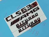 Flat Gloss Black "CLS63s AMG BITURBO" Emblem Badge Sticker for Mercedes Benz CLS