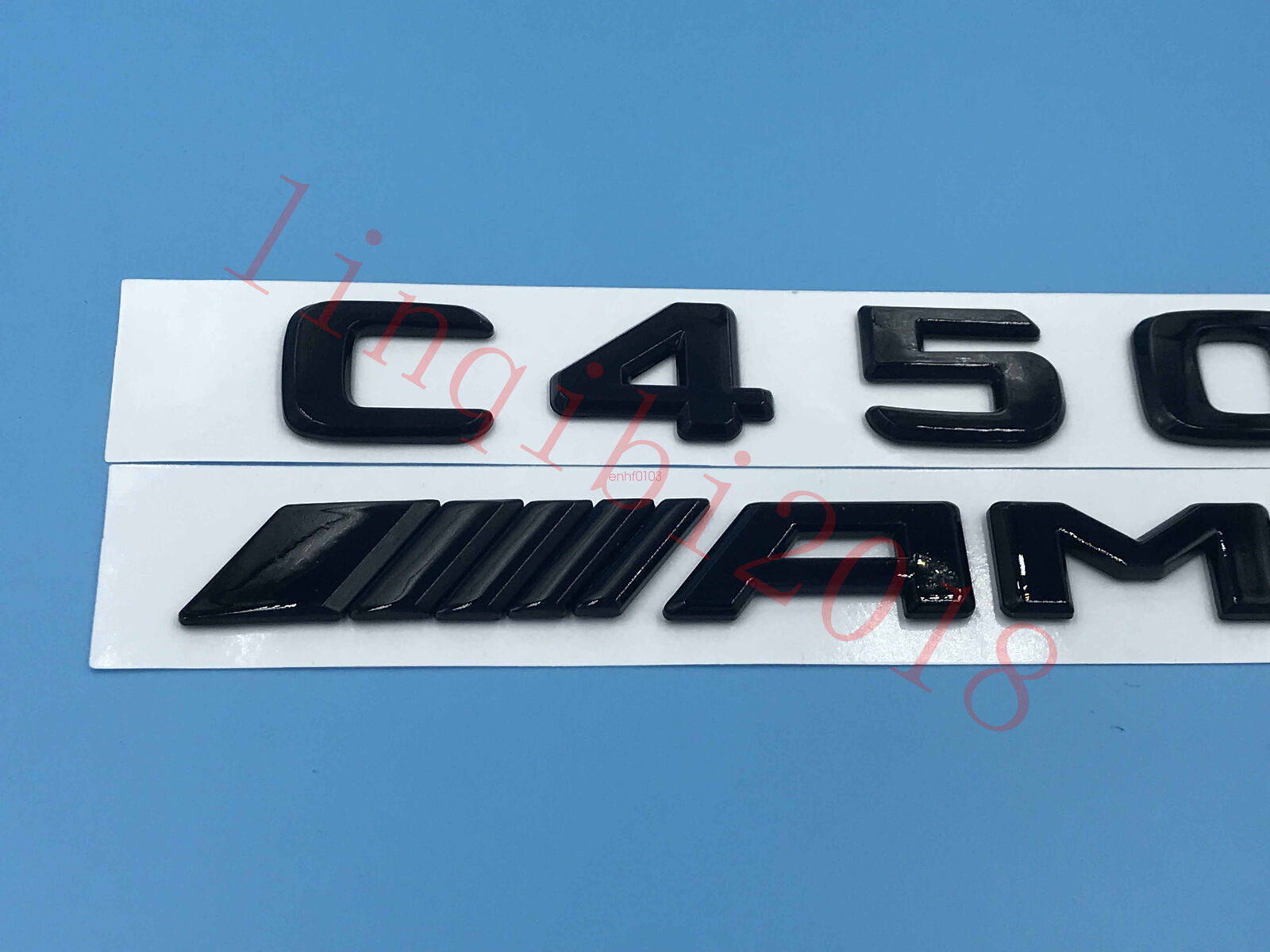 Gloss Black "C450 + AMG" Letters Trunk Embl Badge Sticker for Mercedes Benz C450