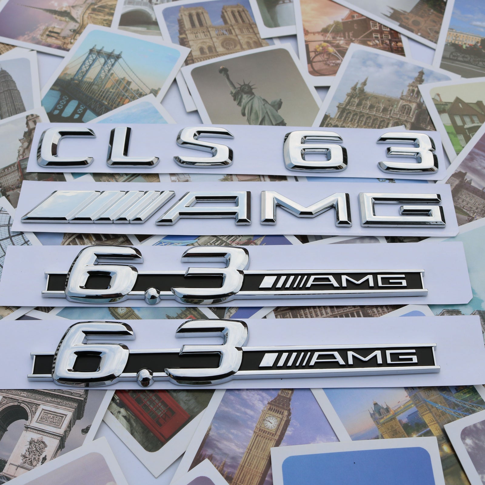 Chrome "CLS63+ AMG + 6.3 AMG" Letters Trunk Embl Badge Sticker for Mercedes Benz