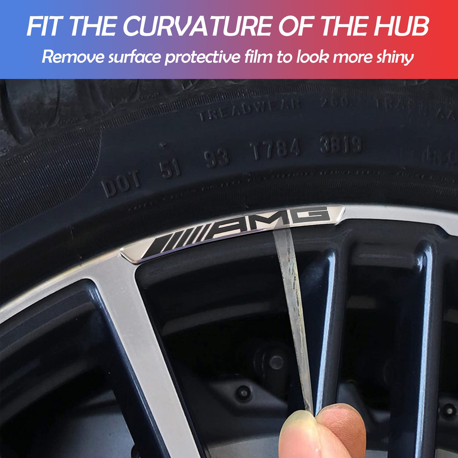 4Pcs Wheels Rim Stickers Fit for AMG Chrome Black Metal Strong Adhesive Decals