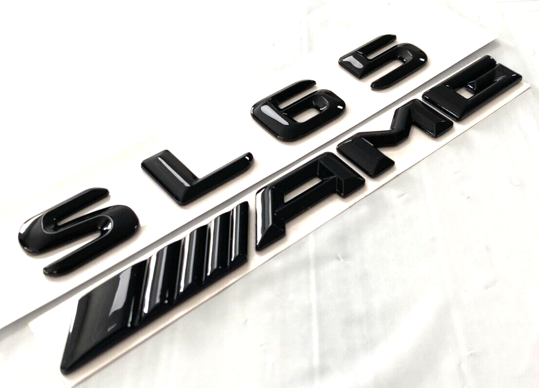 2X GLOSS BLACK SL65+AMG FOR MERCEDES SL65 REAR TRUNK EMBLEM BADGE NAMEPLATE