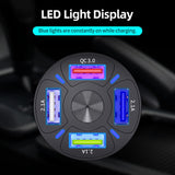 4Port USB Phone Car Charger Adapter QC 3.0 Fast Charging Accessories LED Display