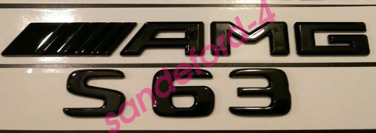 New Mercedes  S63 V8 BITURBO + AMG Badge Glossy Black Trunk Fender Emblem ben
