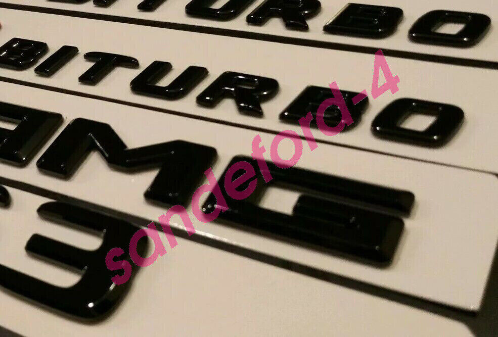 New Mercedes  S63 V8 BITURBO + AMG Badge Glossy Black Trunk Fender Emblem ben