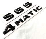 2X BLACK S65+4MATIC FOR MERCEDES S65 REAR TRUNK EMBLEM BADGE NAMEPLATE DECAL