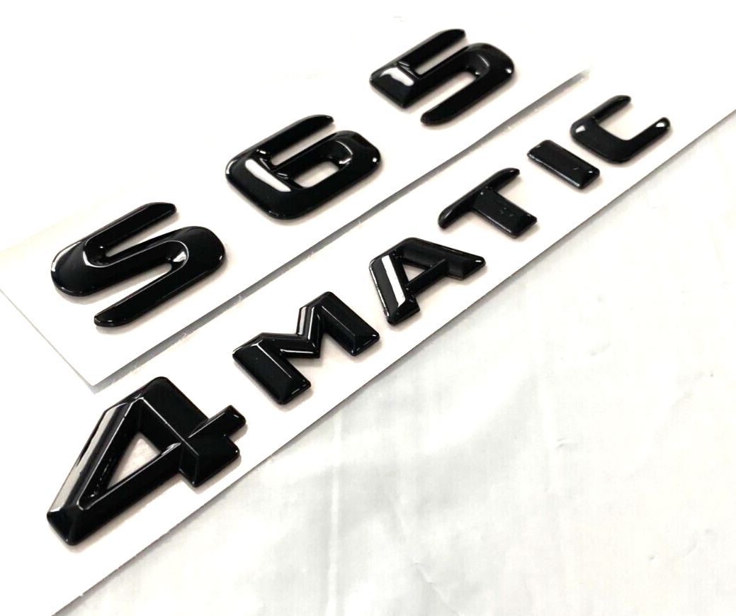 2X BLACK S65+4MATIC FOR MERCEDES S65 REAR TRUNK EMBLEM BADGE NAMEPLATE DECAL