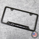 For Chevy Front Rear Carbon Fiber Texture License Plate Frame Cover Holder Gift