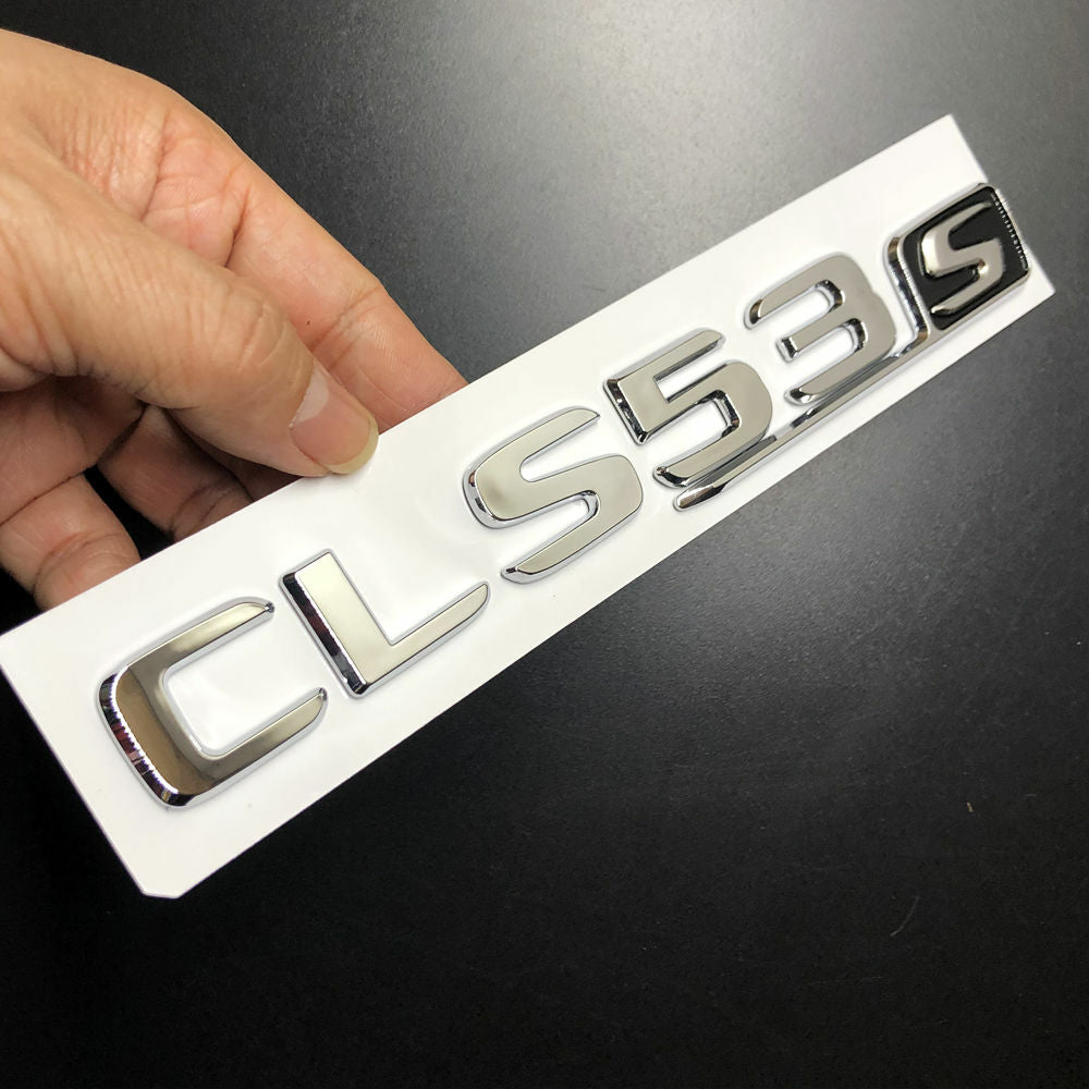 1Set CLS53S Chrome Black S Car Rear Trunk Lid Sticker Emblem For Mercedes-Benz