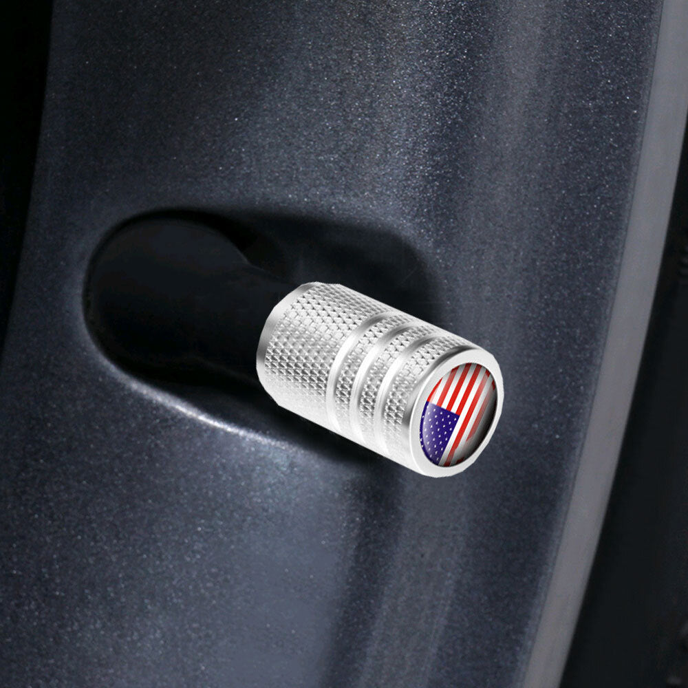 4pcs American Flag Tire Valve Caps Wheel Stem Air Valve Caps Accessories Tire Air Cap