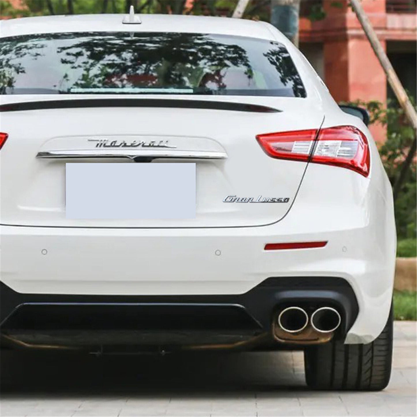 For Maserati Granlusso silver Rear Badge Emblem Look Deck lid Trunk decal