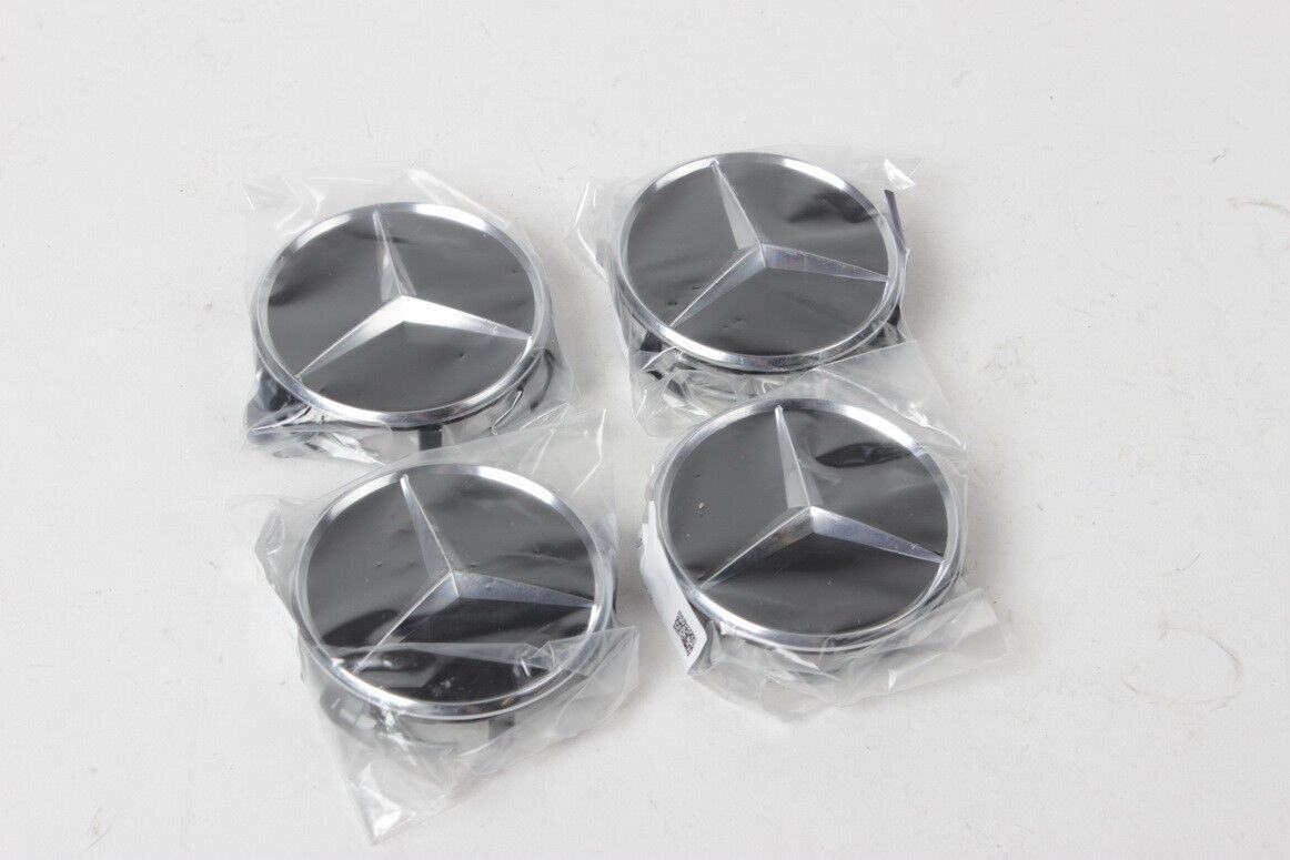 4PCS GENUINE Wheel Center Hub Cap Star Black Chrome Covers SET B66470200