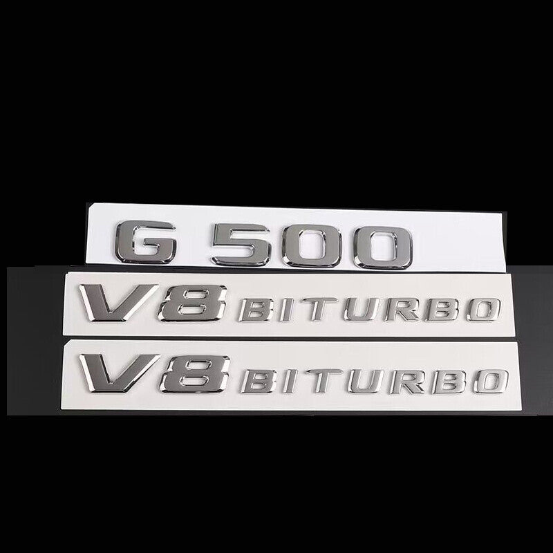 4PCS V8 BITURBO Fender Side AMG Emblem Chrome Badge For Mercedes Benz G500