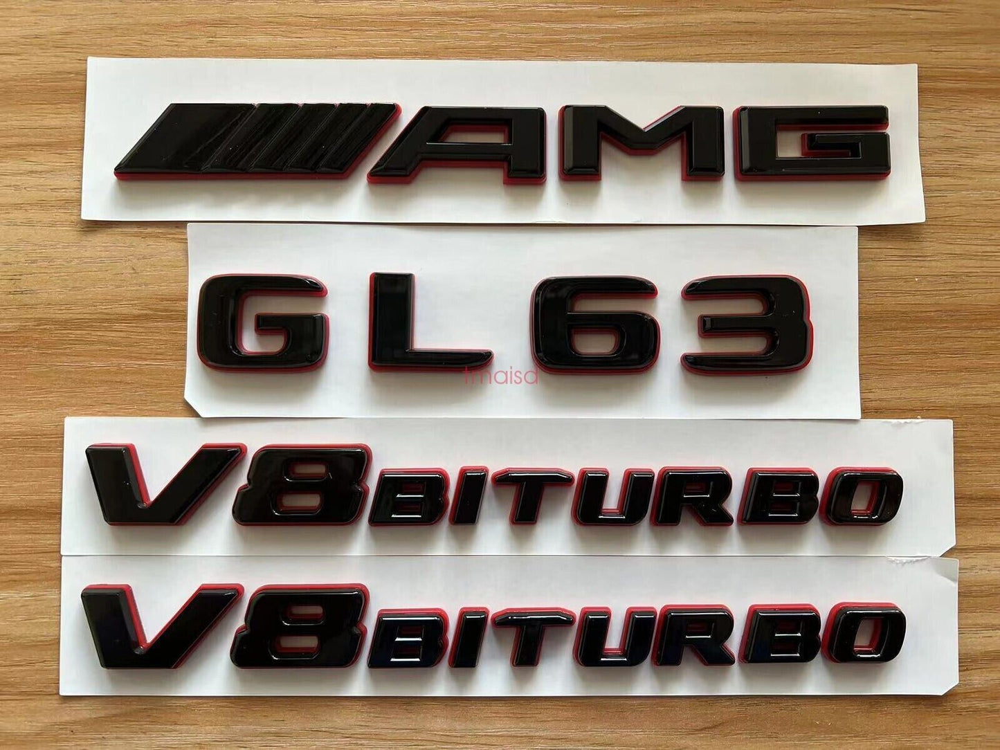 Black RED GL63 AMG V8 BITURBO Emblem Badge Sticker Set For Mercedes