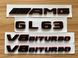 Black RED GL63 AMG V8 BITURBO Emblem Badge Sticker Set For Mercedes