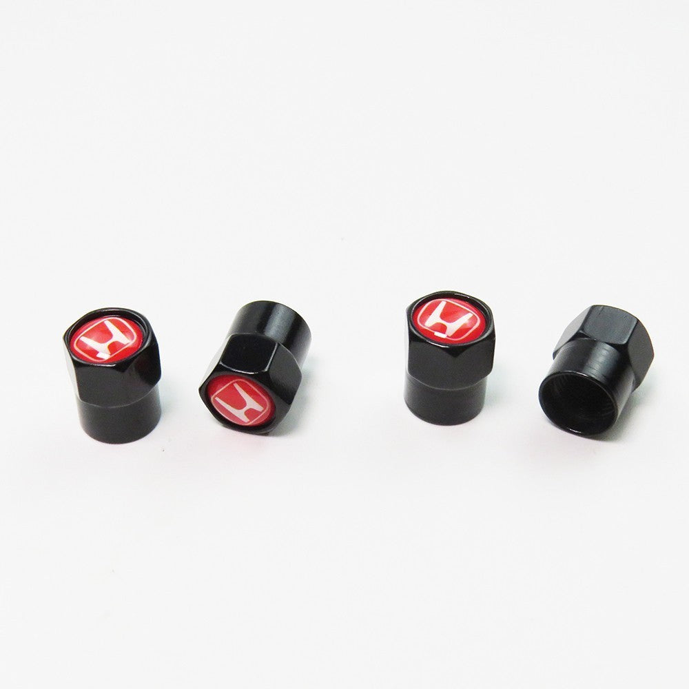 Honda Compatible with Red 4Pcs Tire Valve Stem Caps Anodized Aluminum - Black