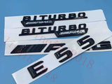 Gloss Black " E55 AMG BITURBO ///AMG " Number Emblem Sticker for Mercedes-Benz