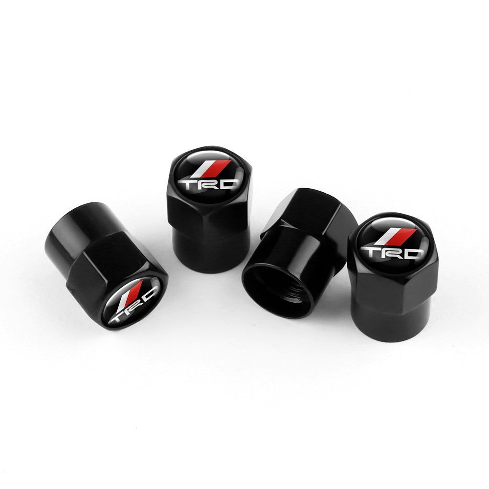 Toyota Compatible with TRD 4Pcs Tire Valve Stem Caps Anodized Aluminum Set - Black