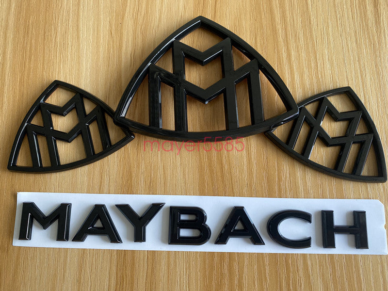 Black Maybach set Fender Side Rear Trunk Emblems Badge For Mercedes Benz S Class