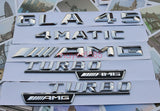 GLA45 + AMG + TURBO + 4 MATIC Letters Trunk Embl Badge Sticker for Mercedes Benz