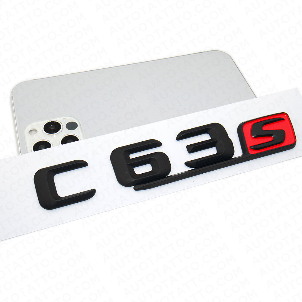 15-16 C63 S AMG Letter Emblem Trunk 3D Logo Badge Decorate Sport Matte Black Red