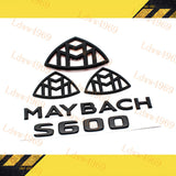 5pcs Glossy Black MAYBACH Letters Trunk Badge Emblem For S-Class W222 S600 2016+