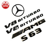 Gloss Black For C217 COUPE S63 AMG V8 BITURBO Star PACKAGE Trunk Emblems Badge