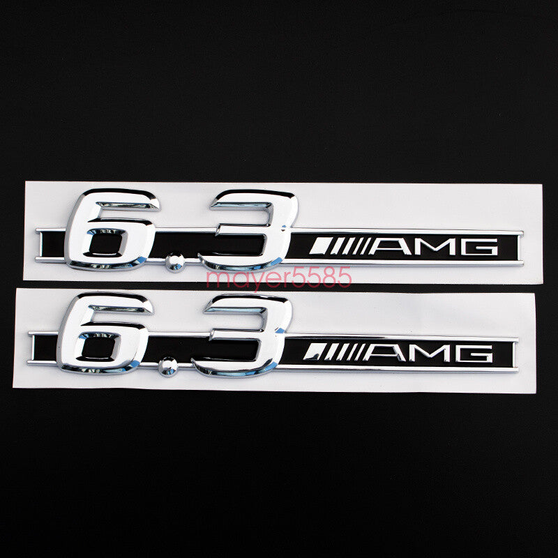 4pcs Chrome E63 AMG 6.3 AMG Trunk Emblem Badge Sticker for Mercedes Benz E63