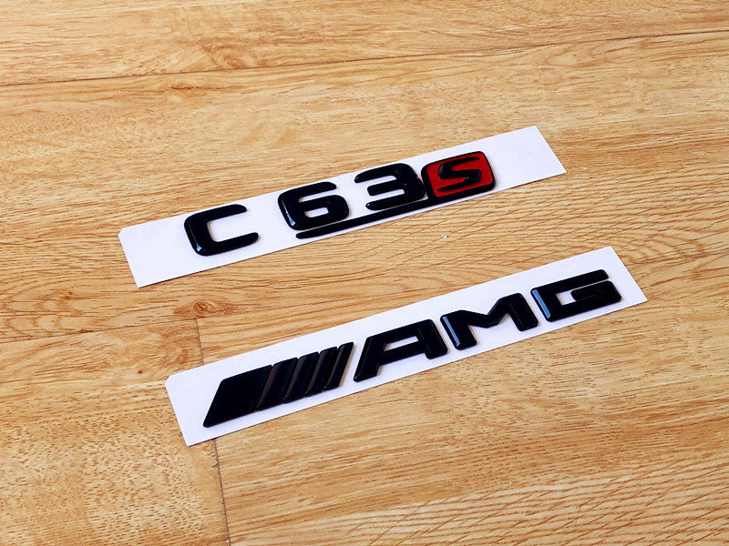 Gloss Black C63S AMG Trunk emblem badge For Mercedes-Benz C63 AMG W205