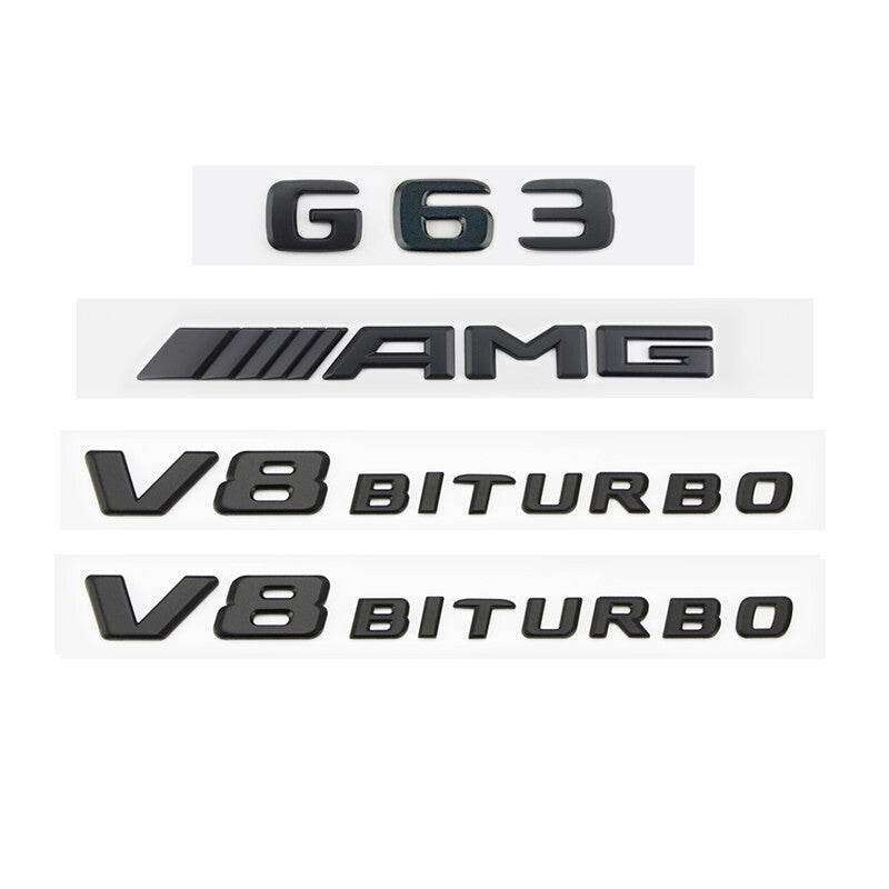 4pcs G63 AMG V8 BITURBO Matte Black Badge Emblem for Mercedes Benz W463 W464 G63