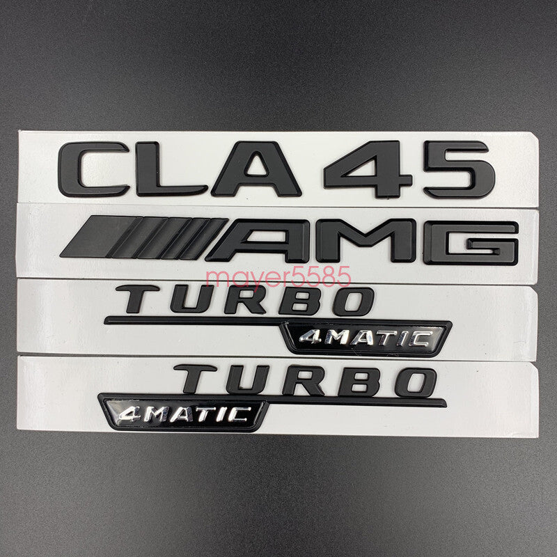 Matte black CLA45 AMG TURBO 4 MATIC Trunk Emblem Badge Sticker For Mercedes Benz