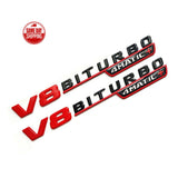 V8 BITURBO 4MATIC+ Plus Fender Emblem Red Black For Mercedes GLE63 C63 S63 GT63