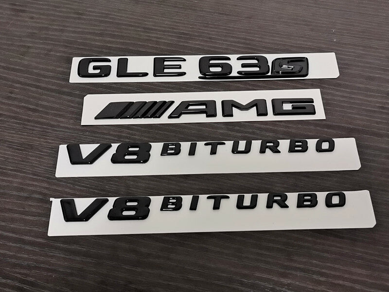 Gloss Black GLE63S AMG S V8 BITURBO PACKAGE Trunk Emblem Badge Sticker W166 C292