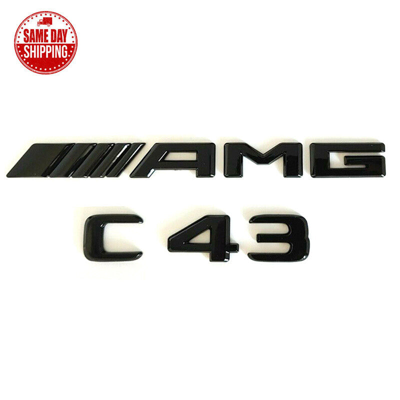 C43 AMG Glossy Black Red Car Rear Trunk Lid Sticker Emblem For Mercedes-Benz