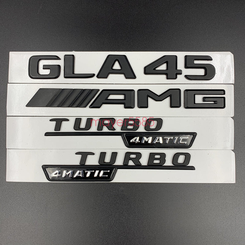 Matte black GLA45 AMG TURBO 4 MATIC Trunk Emblem Badge Sticker For Mercedes Benz