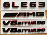 Black RED GLE63 AMG V8 BITURBO Emblem Badge Sticker Set For Mercedes GLE63