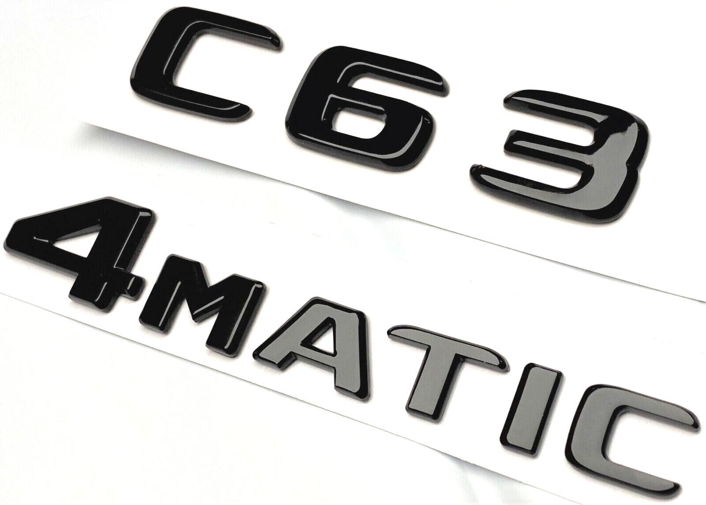 #2 BLACK C63 + 4MATIC REPLACEMENT FOR MERCEDES C63 REAR TRUNK EMBLEM BADGE DECAL