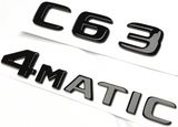 #2 BLACK C63 + 4MATIC REPLACEMENT FOR MERCEDES C63 REAR TRUNK EMBLEM BADGE DECAL