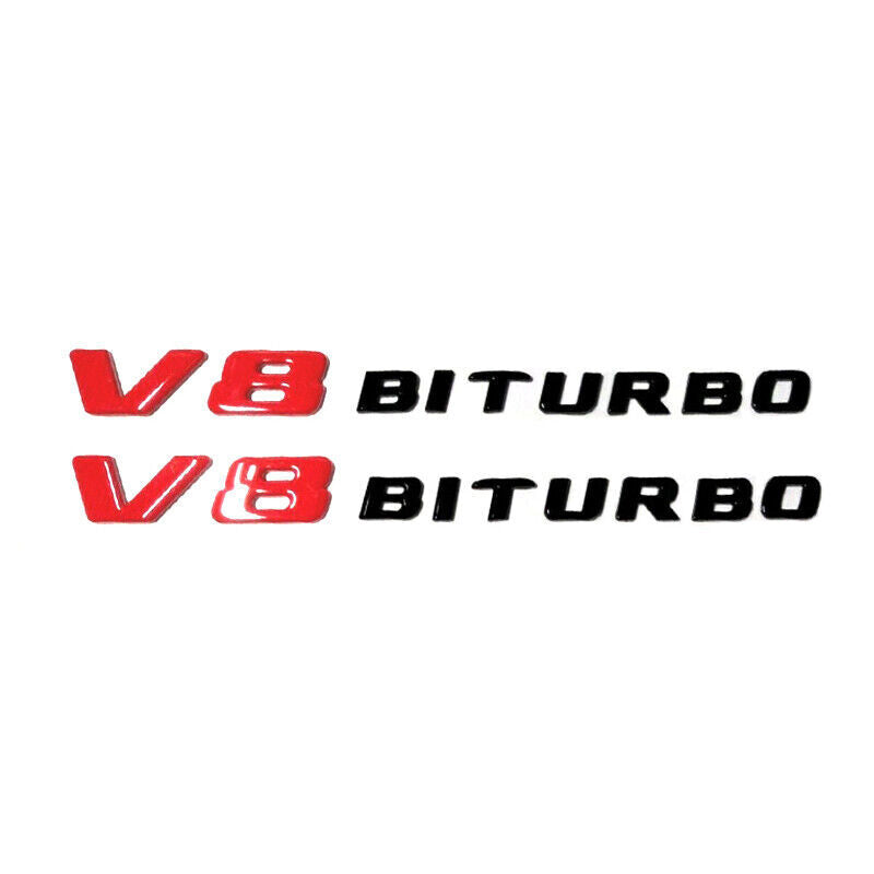 Mercedes Benz S63 + V8 BITURBO + AMG Badge Glossy Red Black Trunk Emblem New