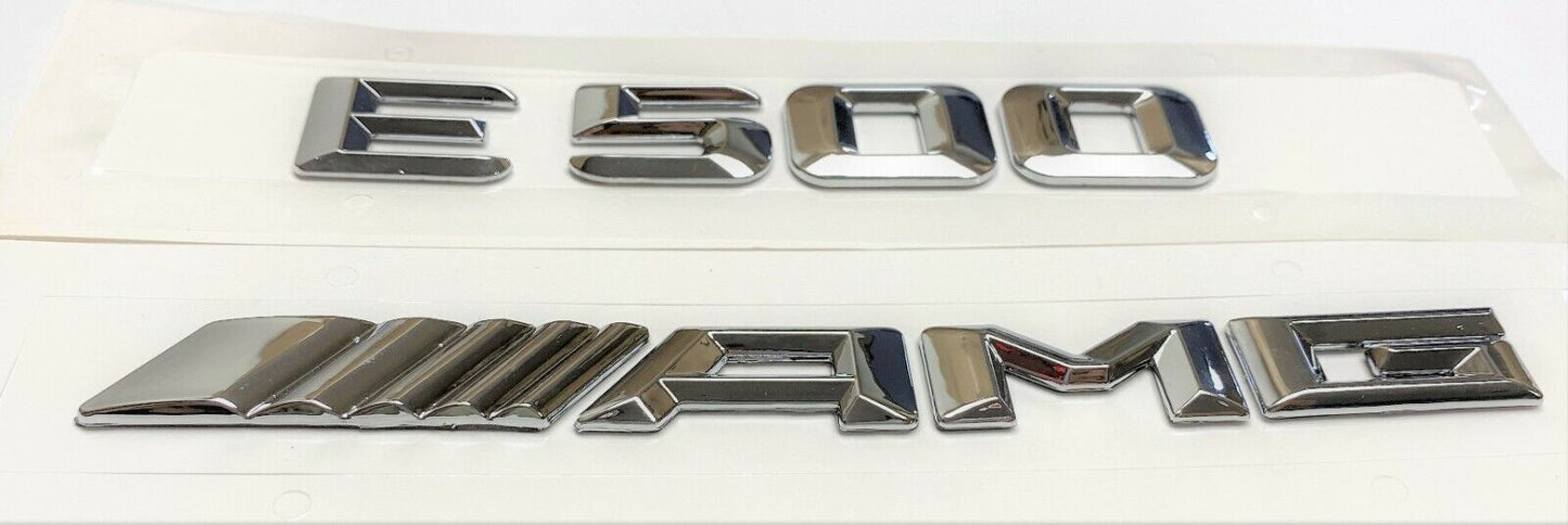 #1 CHROME E500 + AMG REPLACEMENT FOR MERCEDES REAR TRUNK EMBLEM BADGE DECAL LID