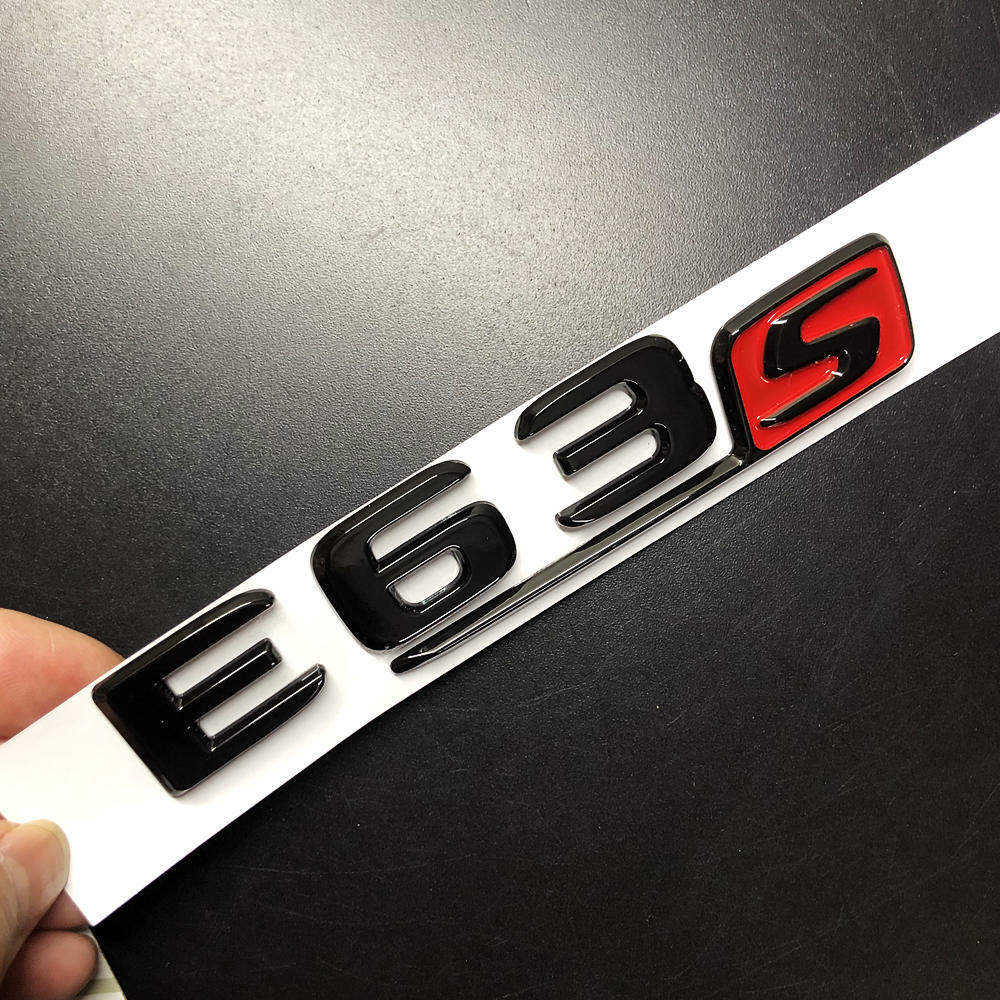 1Set E63S Glossy Black Red S Car Rear Trunk Lid Sticker Emblem For Mercedes-Benz
