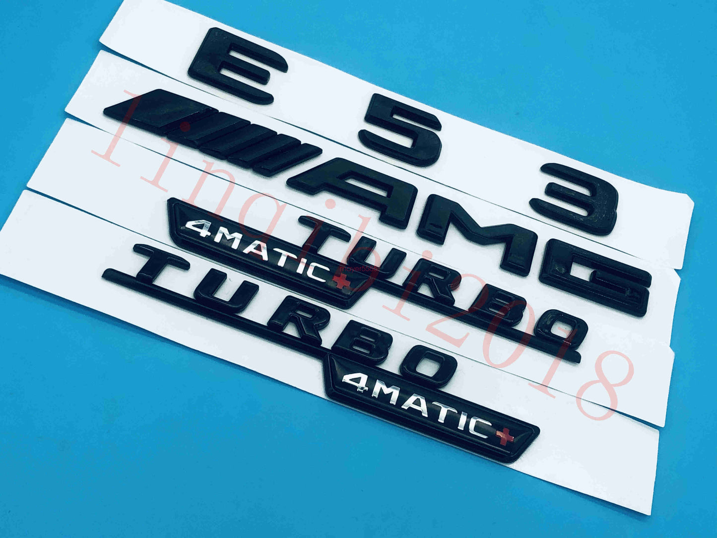 Gloss black E53 AMG TURBO 4 MATIC Trunk Emblem Badge Sticker for Mercedes Benz