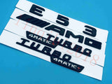 Gloss black E53 AMG TURBO 4 MATIC Trunk Emblem Badge Sticker for Mercedes Benz