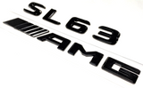 BLACK SL63 + AMG FOR MERCEDES REAR TRUNK EMBLEM BADGE NAMEPLATE DECAL NUMBERS