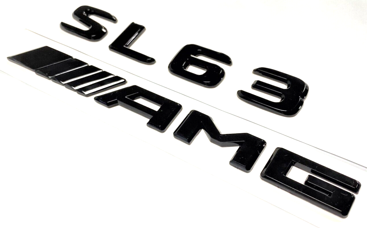 BLACK SL63 + AMG FOR MERCEDES REAR TRUNK EMBLEM BADGE NAMEPLATE DECAL NUMBERS