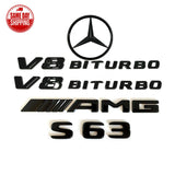 Gloss Black For C217 COUPE S63 AMG V8 BITURBO Star PACKAGE Trunk Emblems Badge